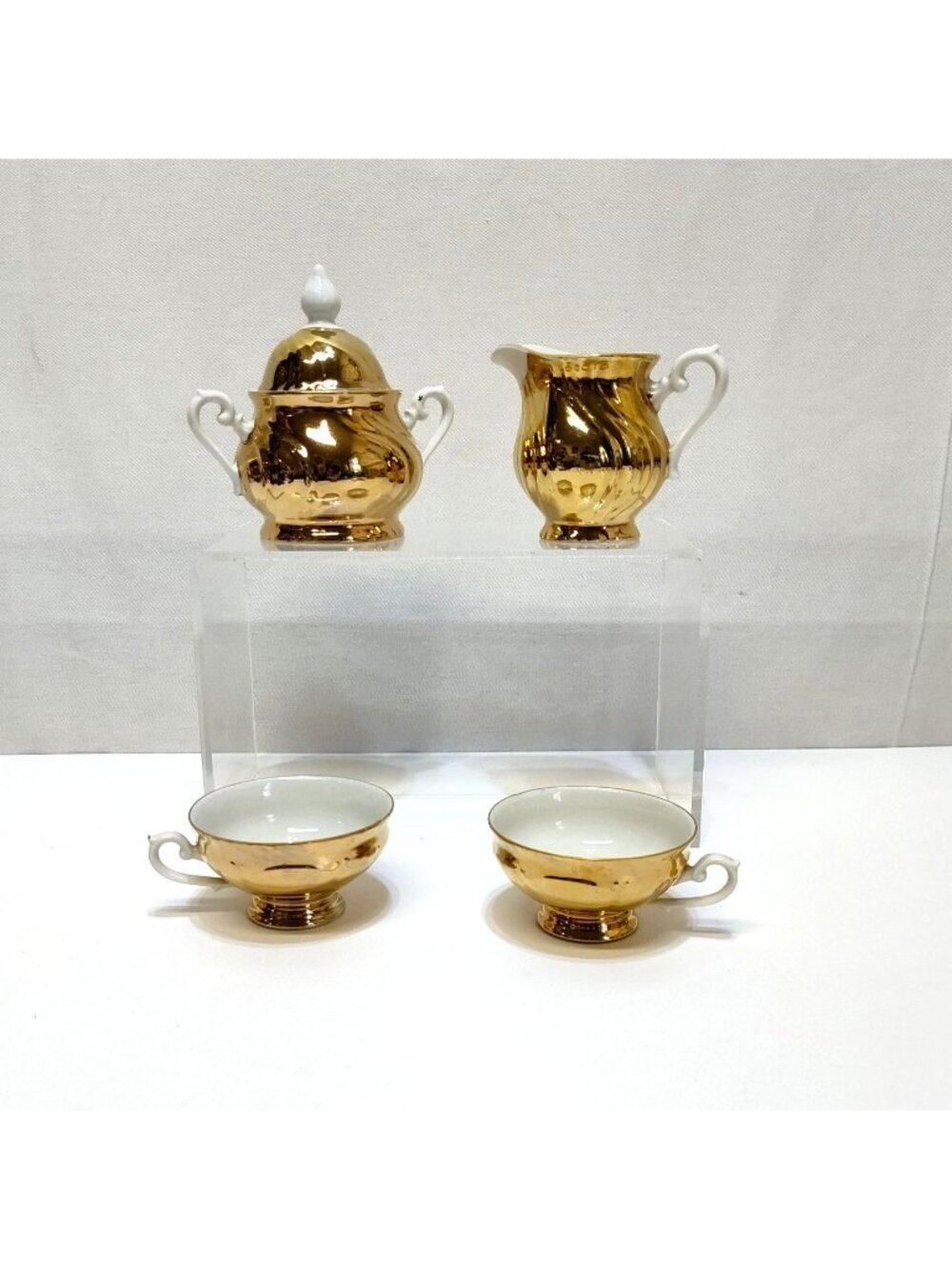 Bavaria Mayer Wiesau Gold Porcelain Coffee Tea Lot 4 Chip On Creamer 1950 - 1960